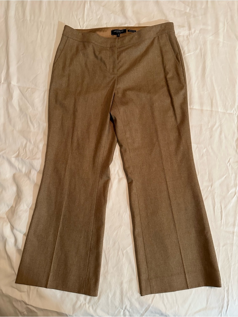 Lafayette 148 New York Manhattan Slim taupe cashmere wool women’s pants 6